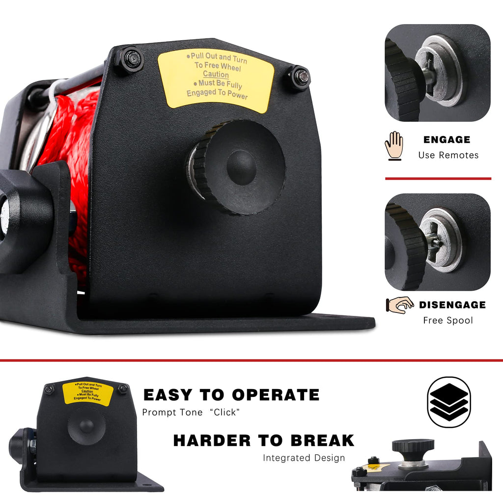 12V 3000LBS Synthetic Rope Electric Winch with Mounting Bracket B6875