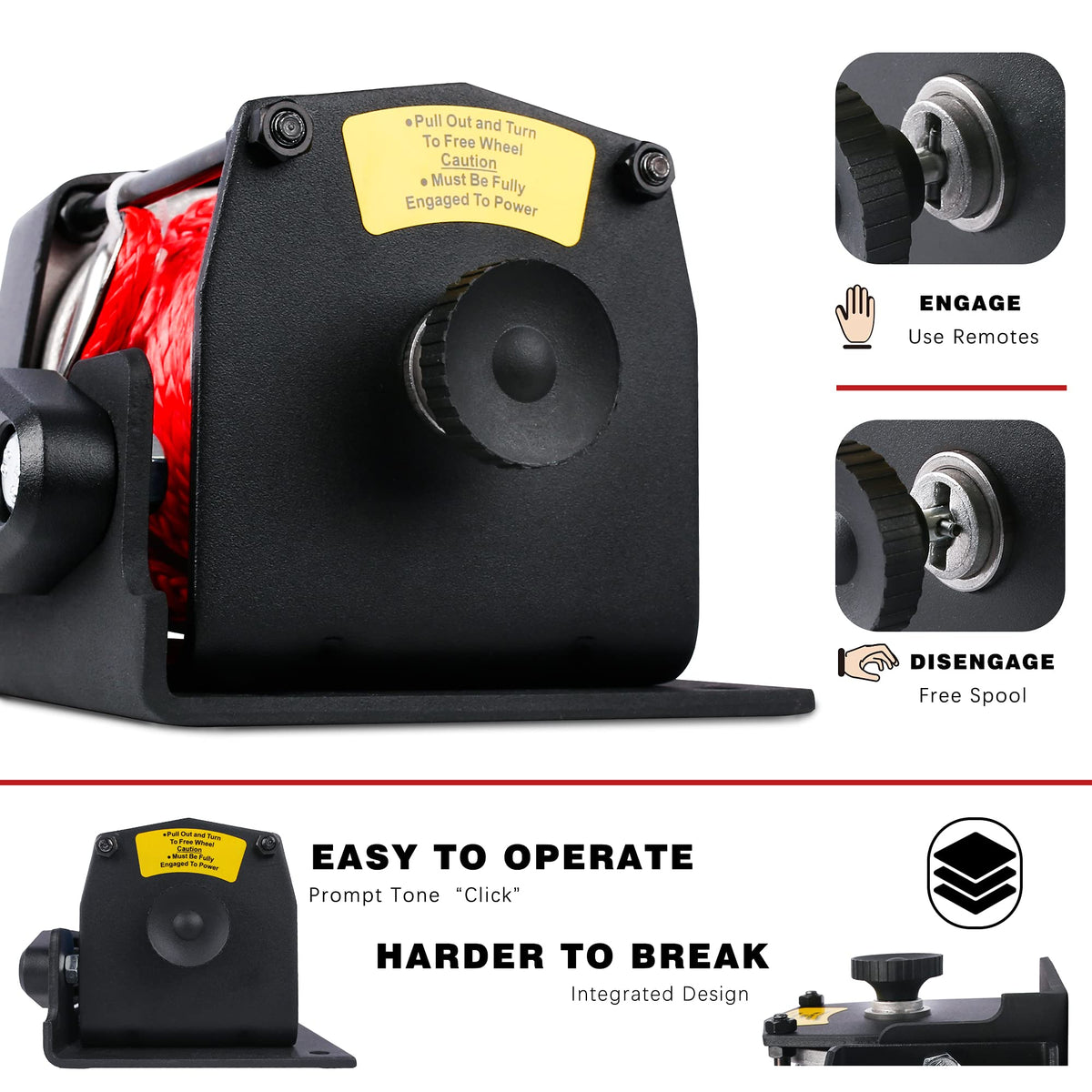 12V 3000LBS Synthetic Rope Electric Winch with Mounting Bracket B6875