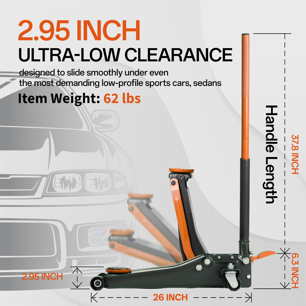 3-Ton Low-Profile Dual Pistons Steel Floor Jack U559689