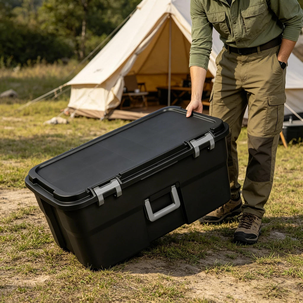 22 Gallon Black Wheeled Plastic Storage Trunk X2274