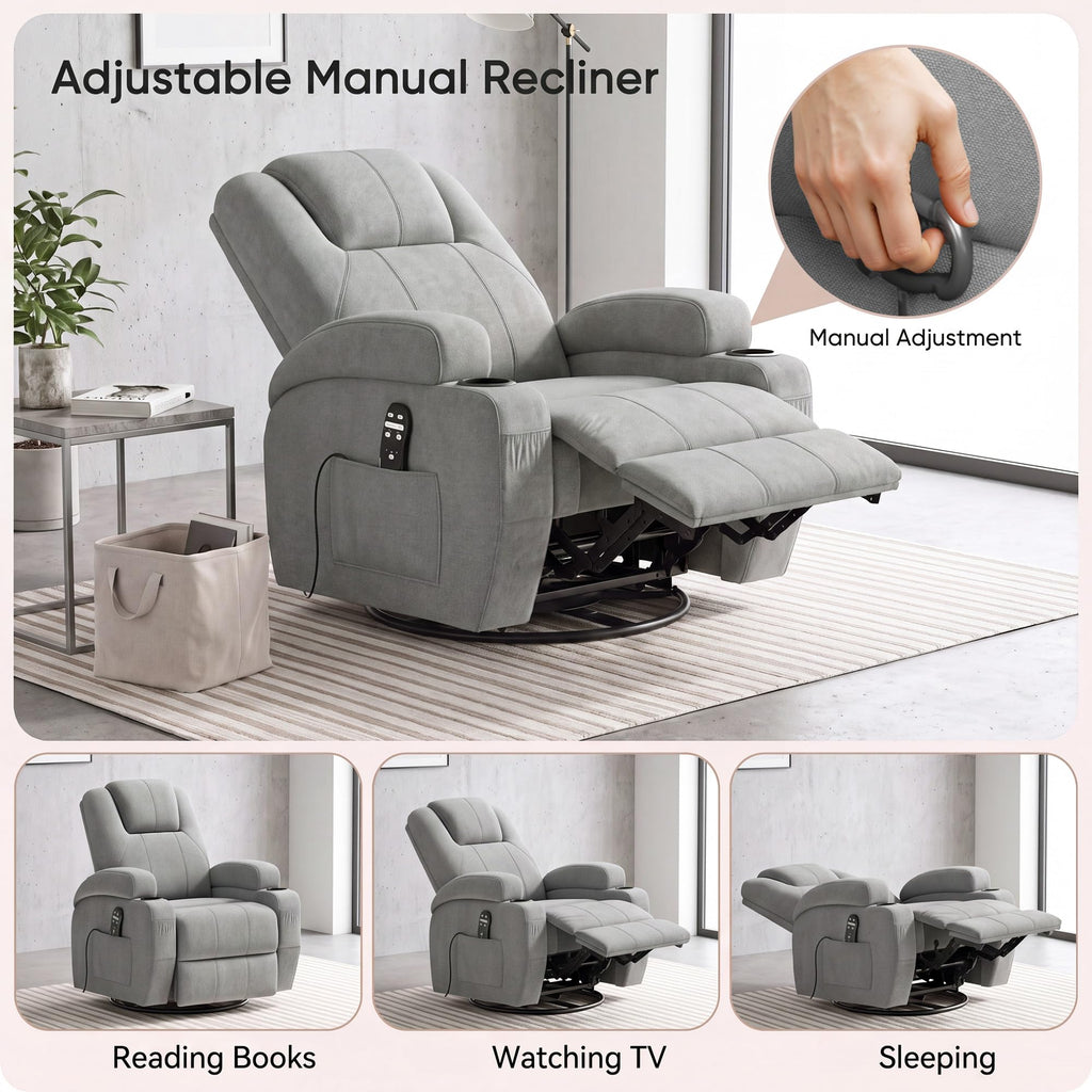 360° Swivel Rocker Recliner Chair with Massage Z6518
