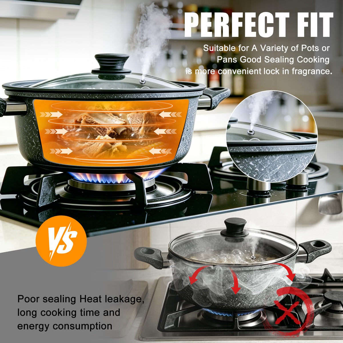 Universal Pan Lid with Heat Resistant Silicone Rim and Tempered Glass, Fits 8" to 12" Cookware X169207