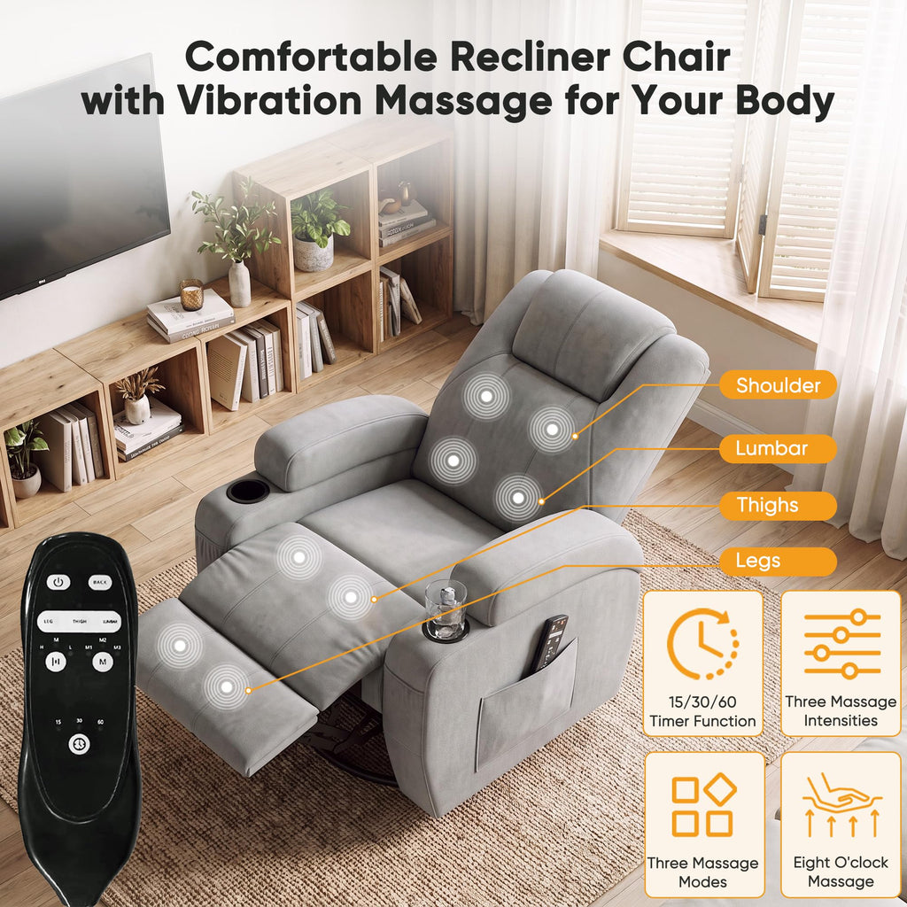 360° Swivel Rocker Recliner Chair with Massage Z6518