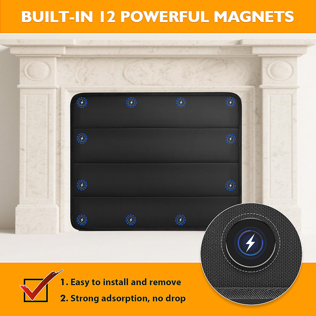 Black Magnetic Fireplace Cover O870