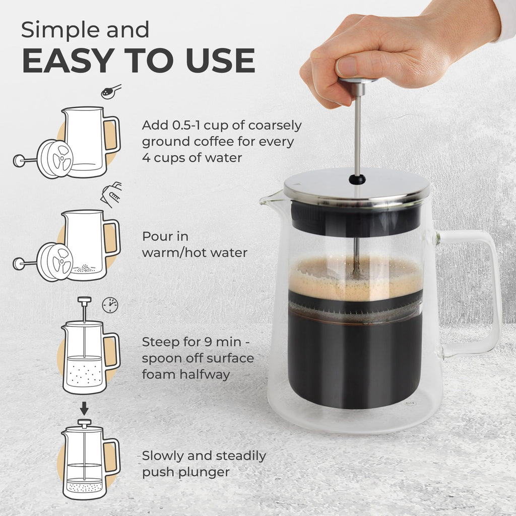 Glass French Press Coffee Maker 27oz F159