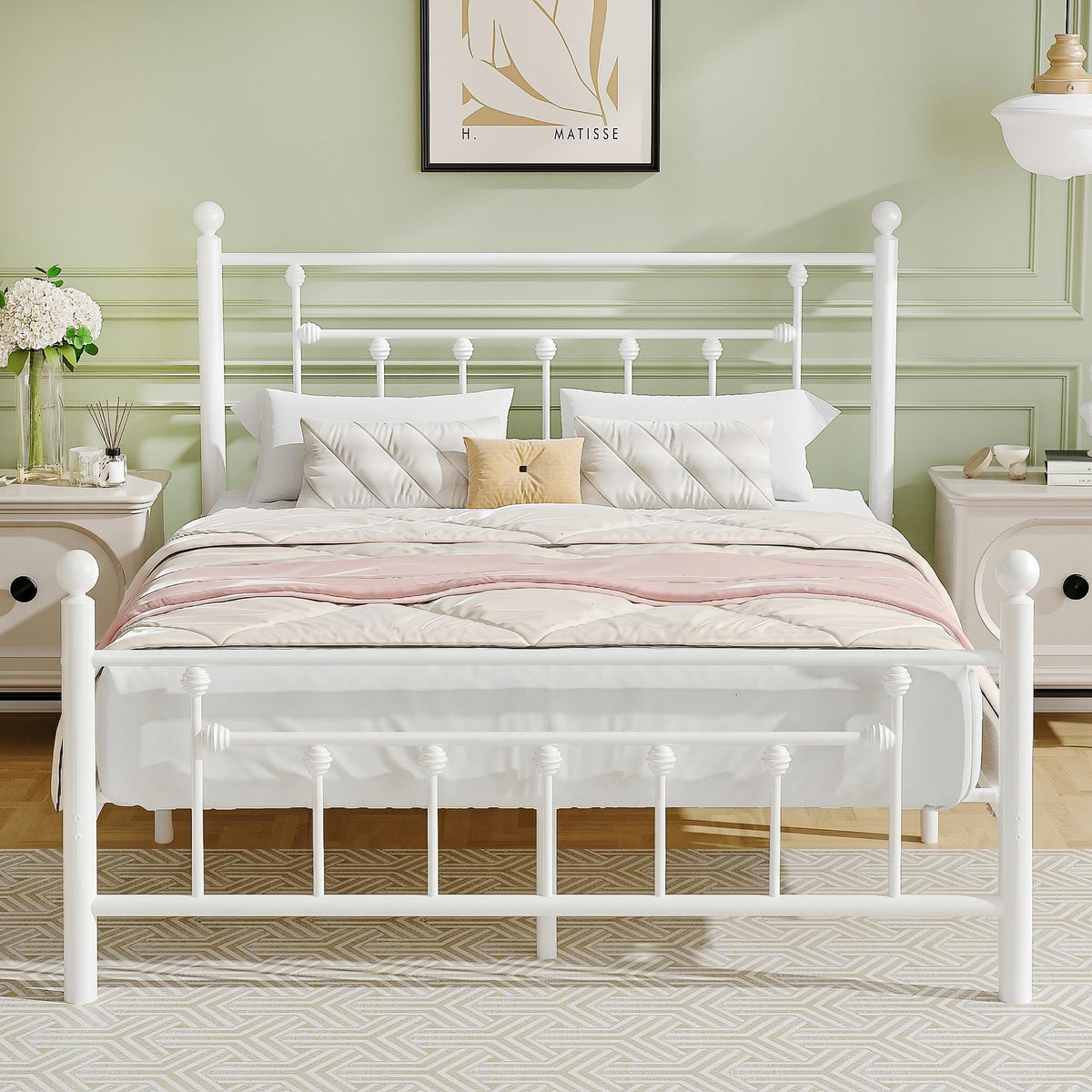 Full Size Metal Platform Bed Frame with Headboard and Footboard A794