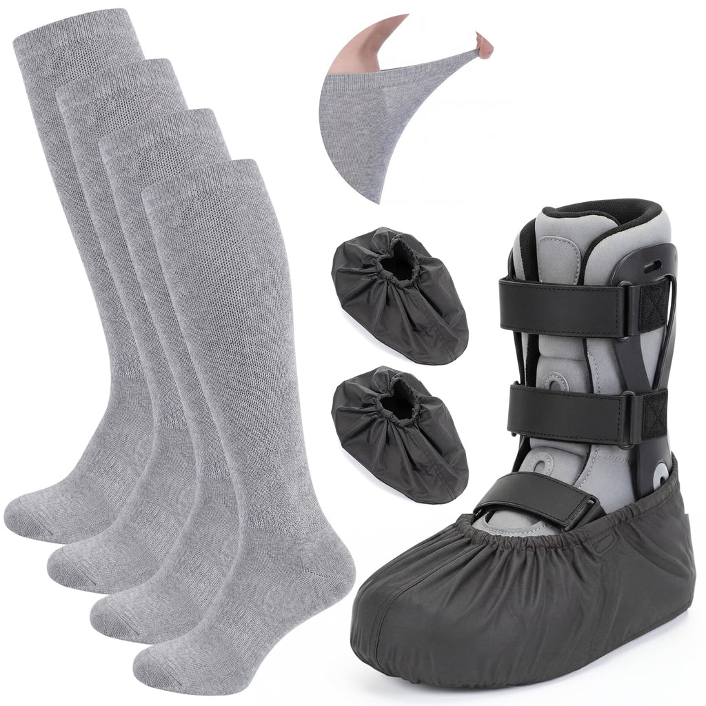 Light Gray Waterproof Non Slip Walking Boot Covers 2 Pairs T1826