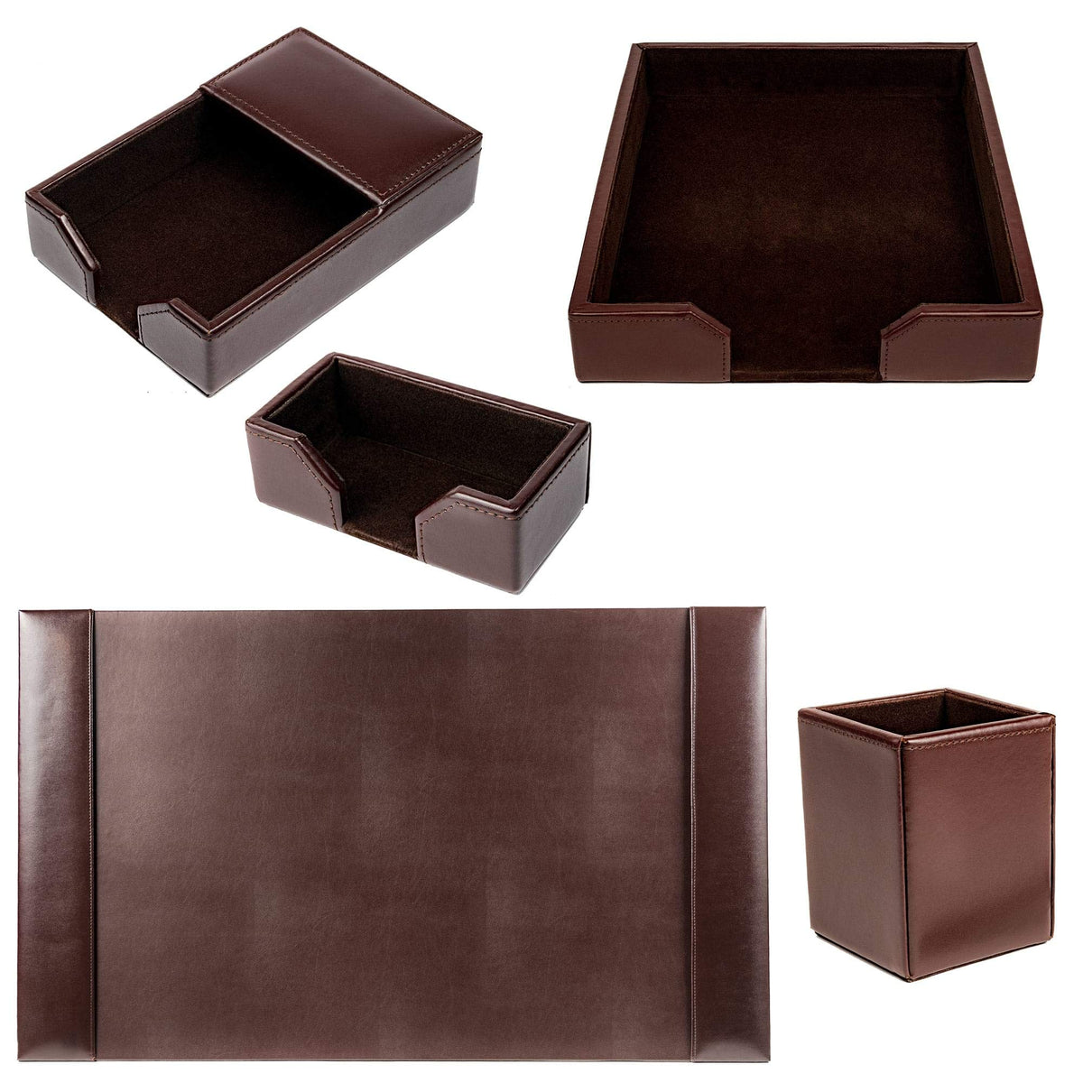 Bonded Leather Desk Set 5 Piece M7153