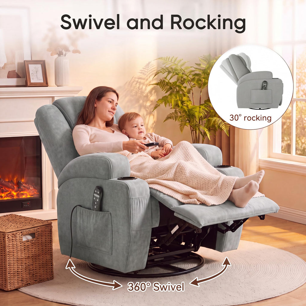 360° Swivel Rocker Recliner Chair with Massage Z6518