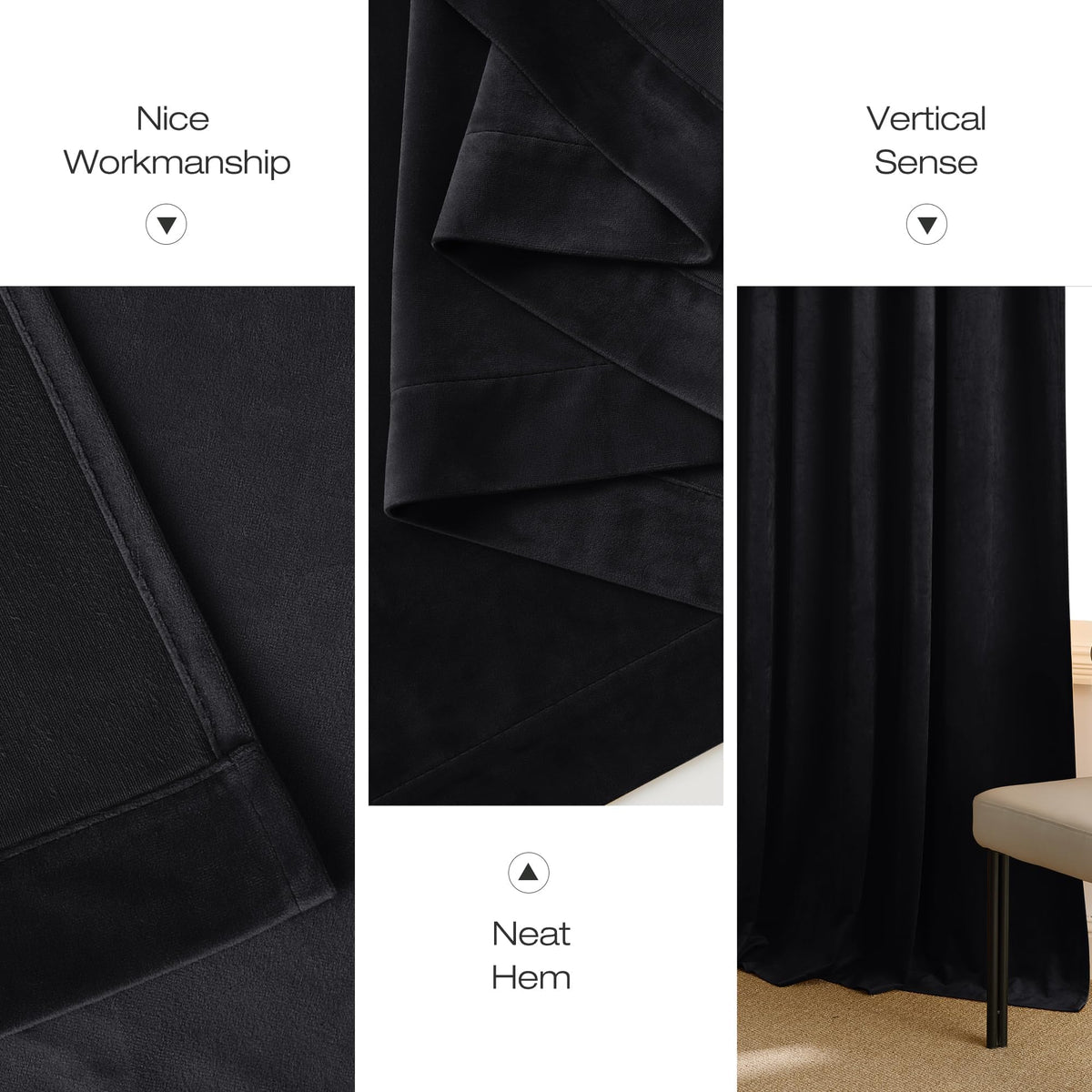Black Out Velvet Curtains 108 inches Long N354
