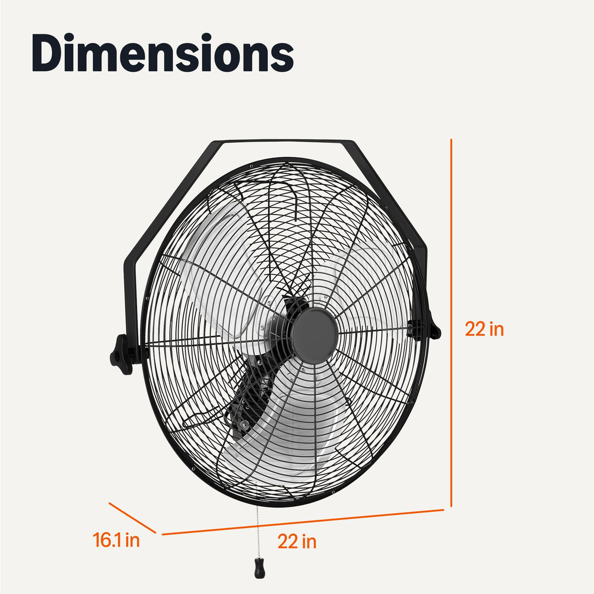 18" Indoor Wall-Mounted Industrial Fan with Three Speeds P420