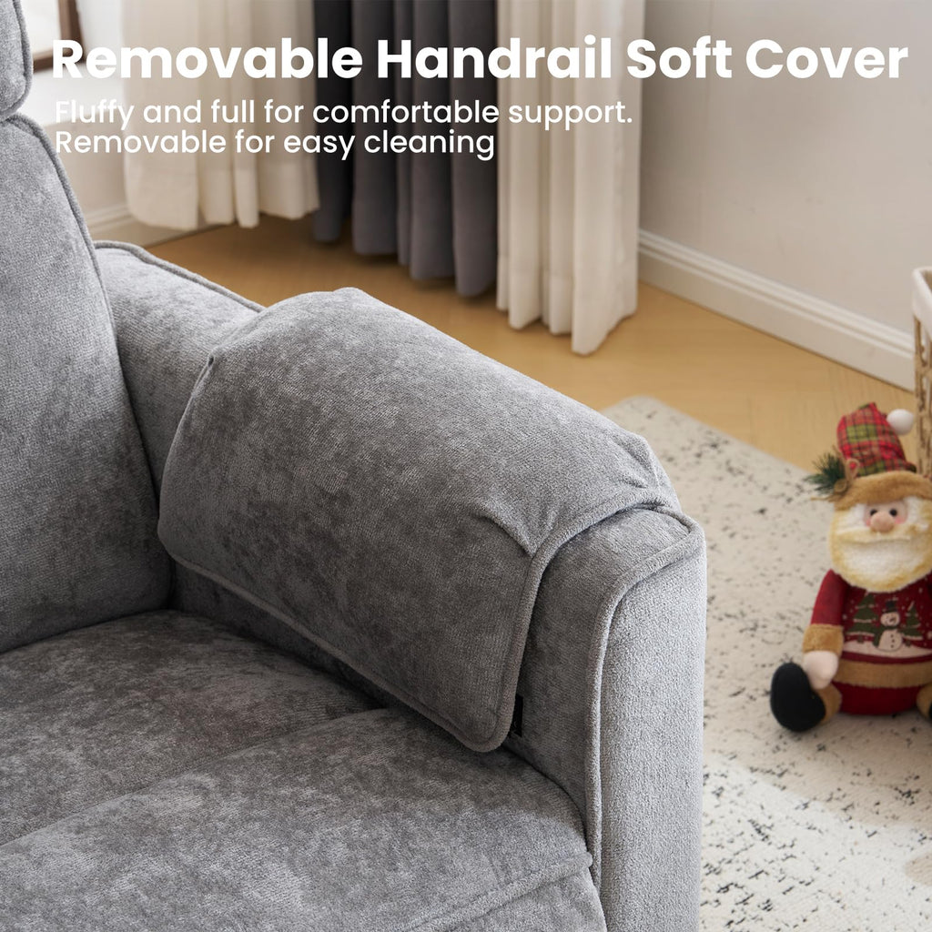 Oversized Swivel Rocking Recliner Chair with USB Ports, Grey Z6000