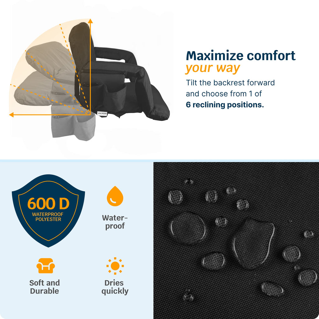 Heating Massage Reclining Stadium Seat with Arm Support G9572