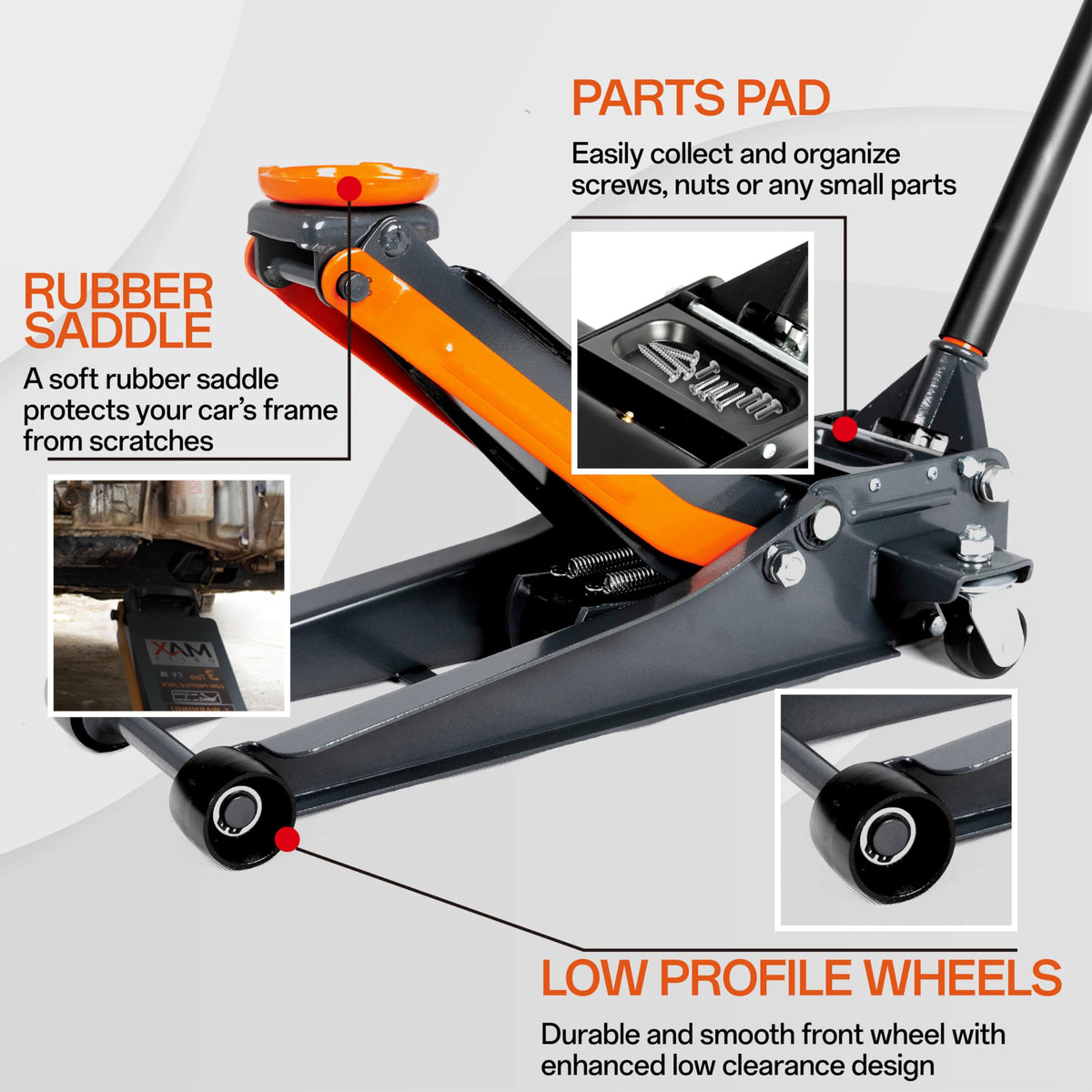 3-Ton Low-Profile Dual Pistons Steel Floor Jack U559689