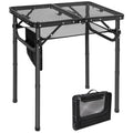 Lightweight Height Adjustable Aluminum Folding Grill Table with Mesh Desktop, Black L794