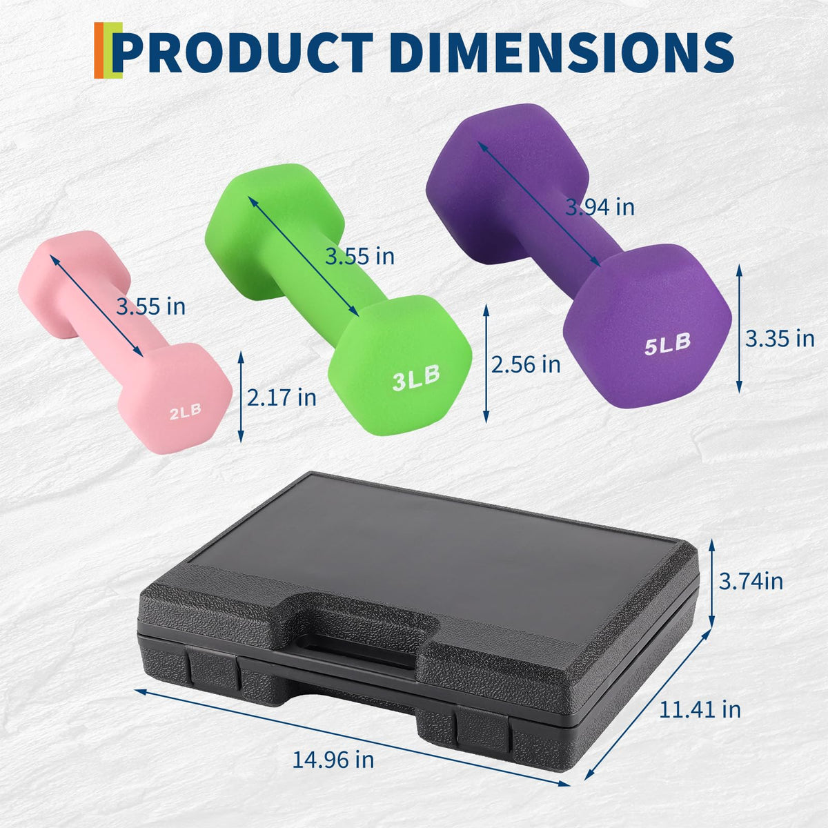 Neoprene Hex Dumbbell Set with Rack V56185