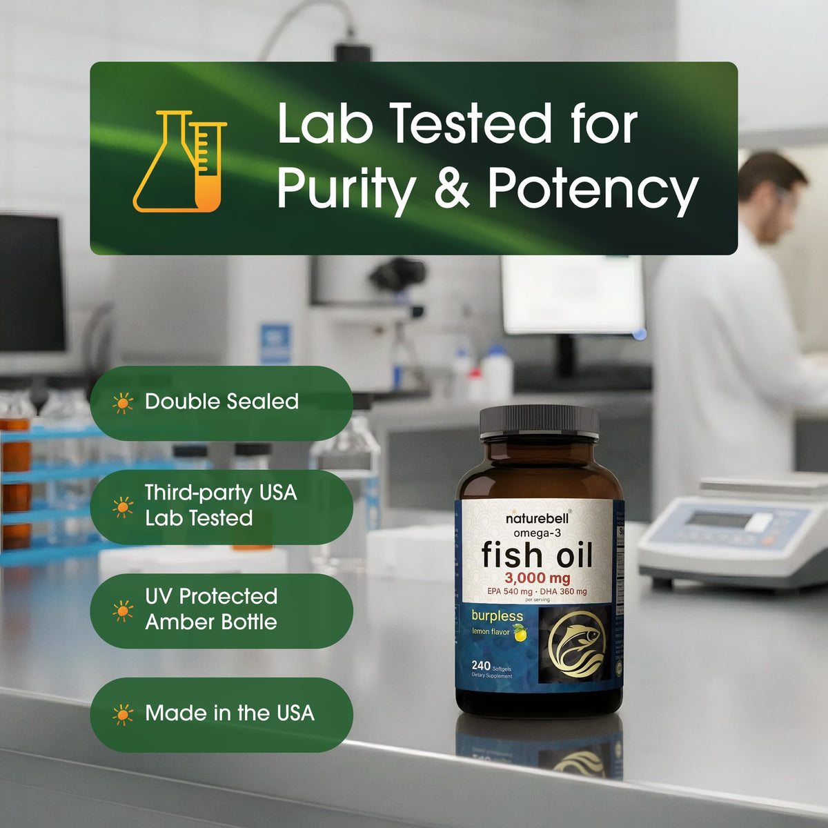 Omega-3 Fish Oil 3,000mg 240 Softgels P2297