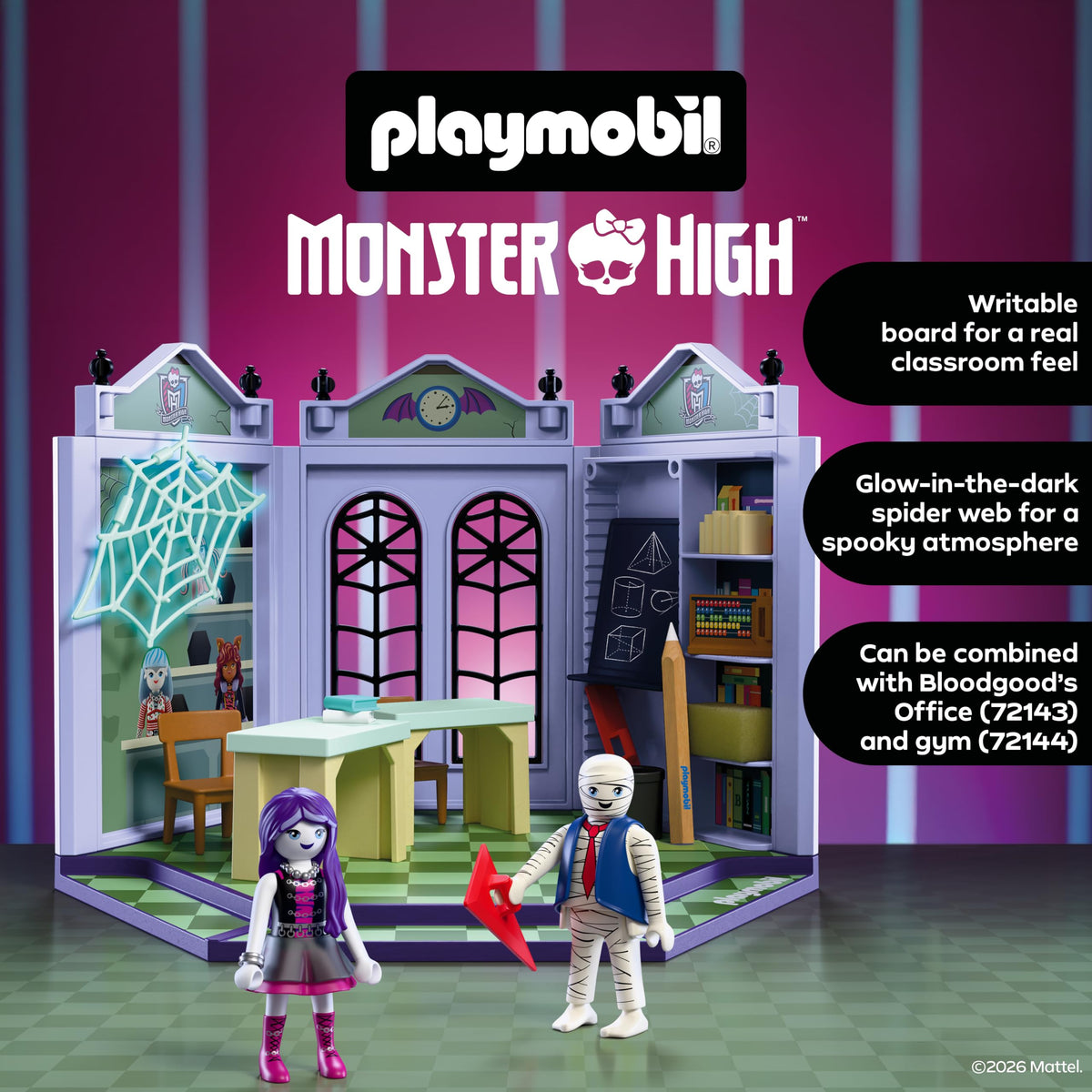 Monster High Classroom Playset with Blackboard & Glow‑in‑the‑Dark Spider Web E5460