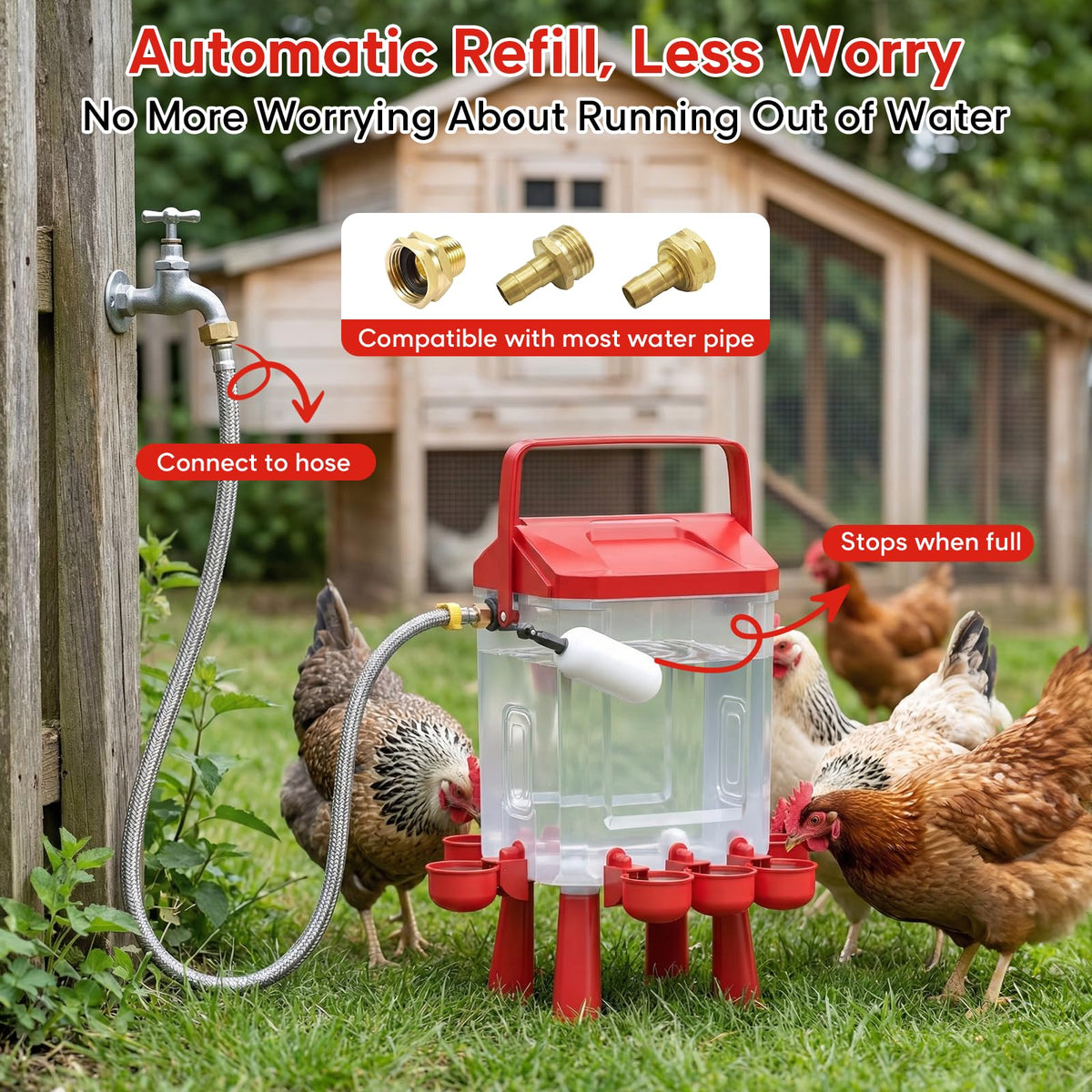 Automatic Chicken Waterer with Float Valve, 3 Gallons K977729