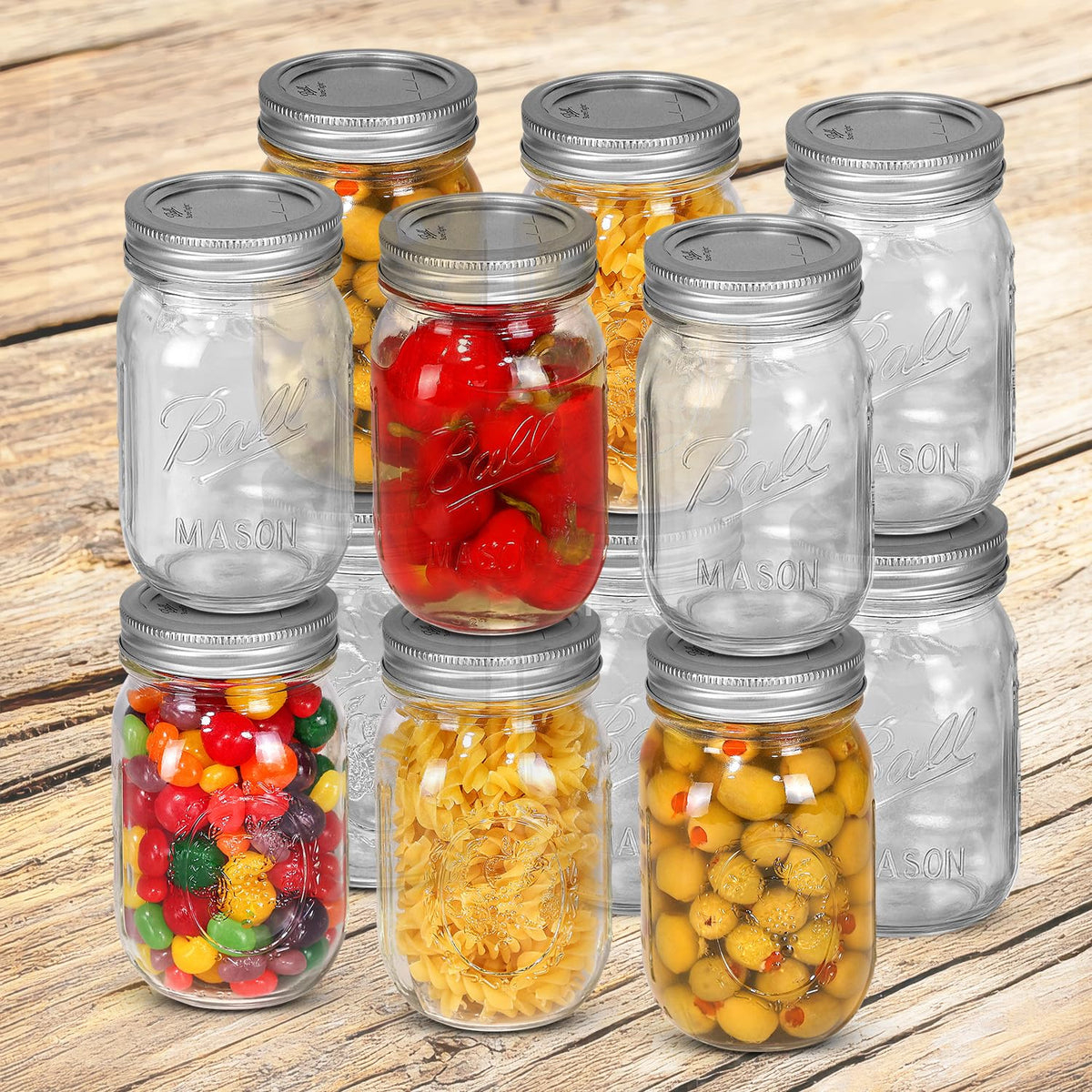 16 oz. Regular Mouth Mason Jars 12 Pack with Airtight Lids and Bands J766825