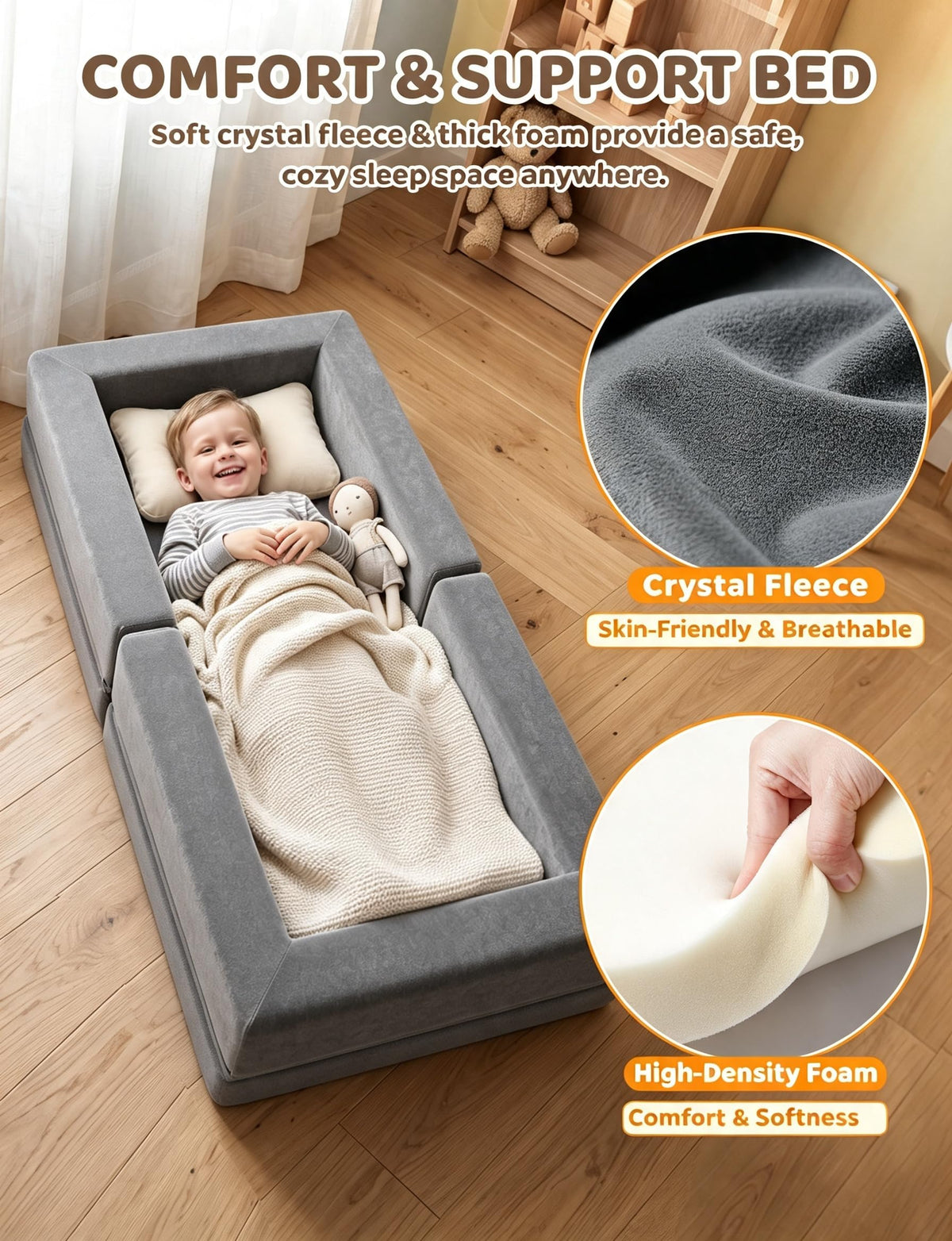 54" Portable Foldable Foam Toddler Bed N2554
