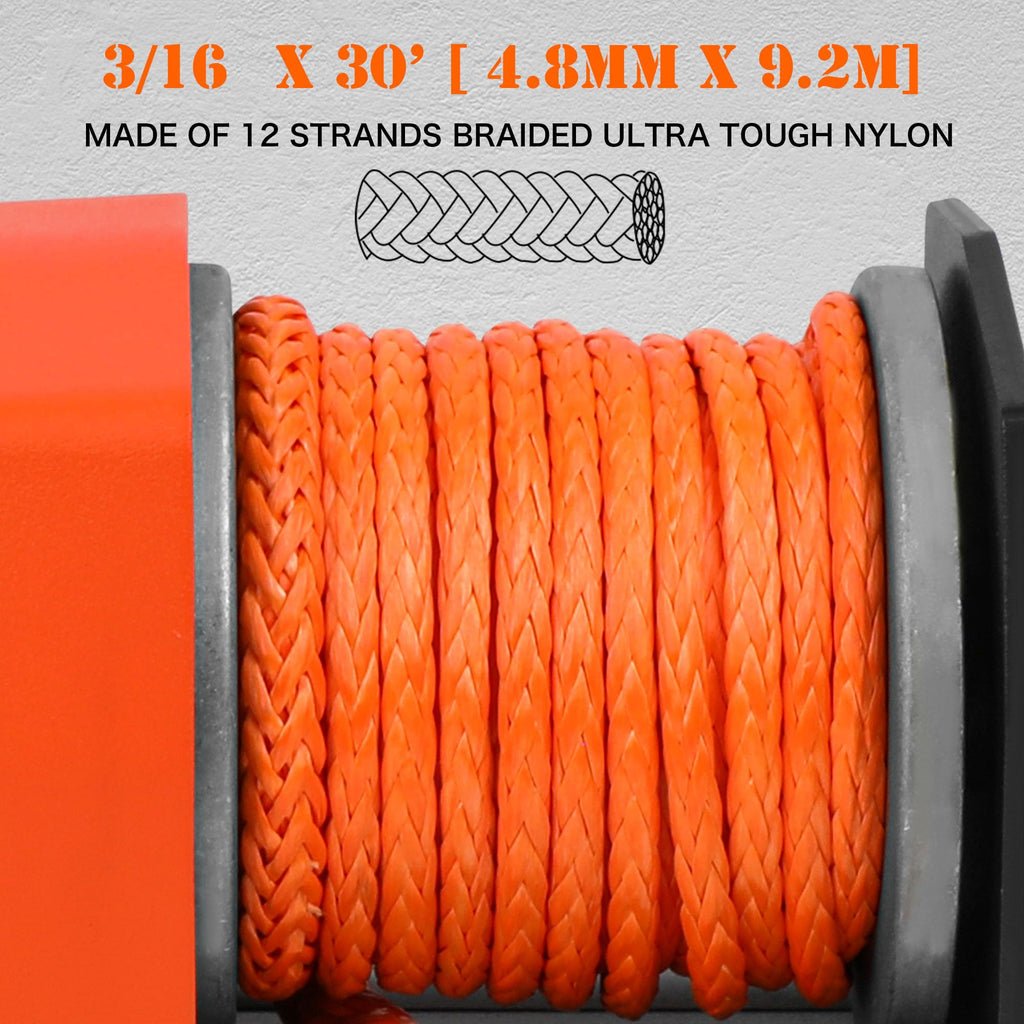 2500 lb Electric Winch 30ft Synthetic Rope 12V DC E744