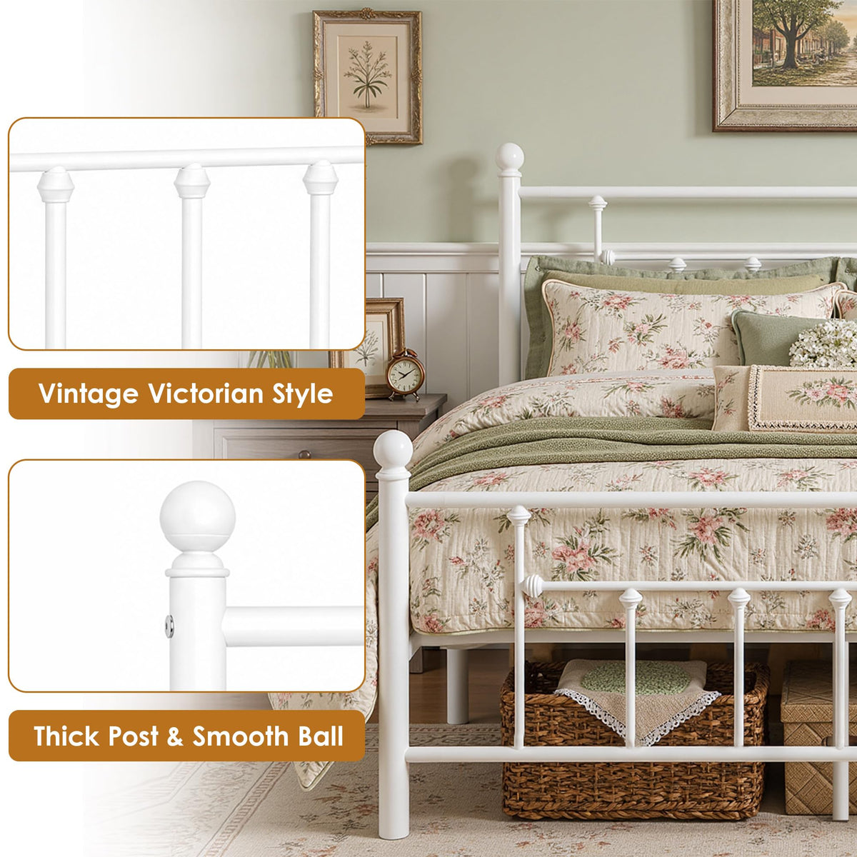 Full Size Metal Platform Bed Frame with Headboard and Footboard A794