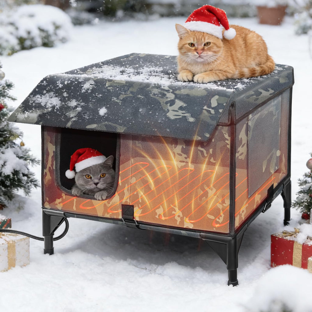 Heated Cat House with Escape Door C12860