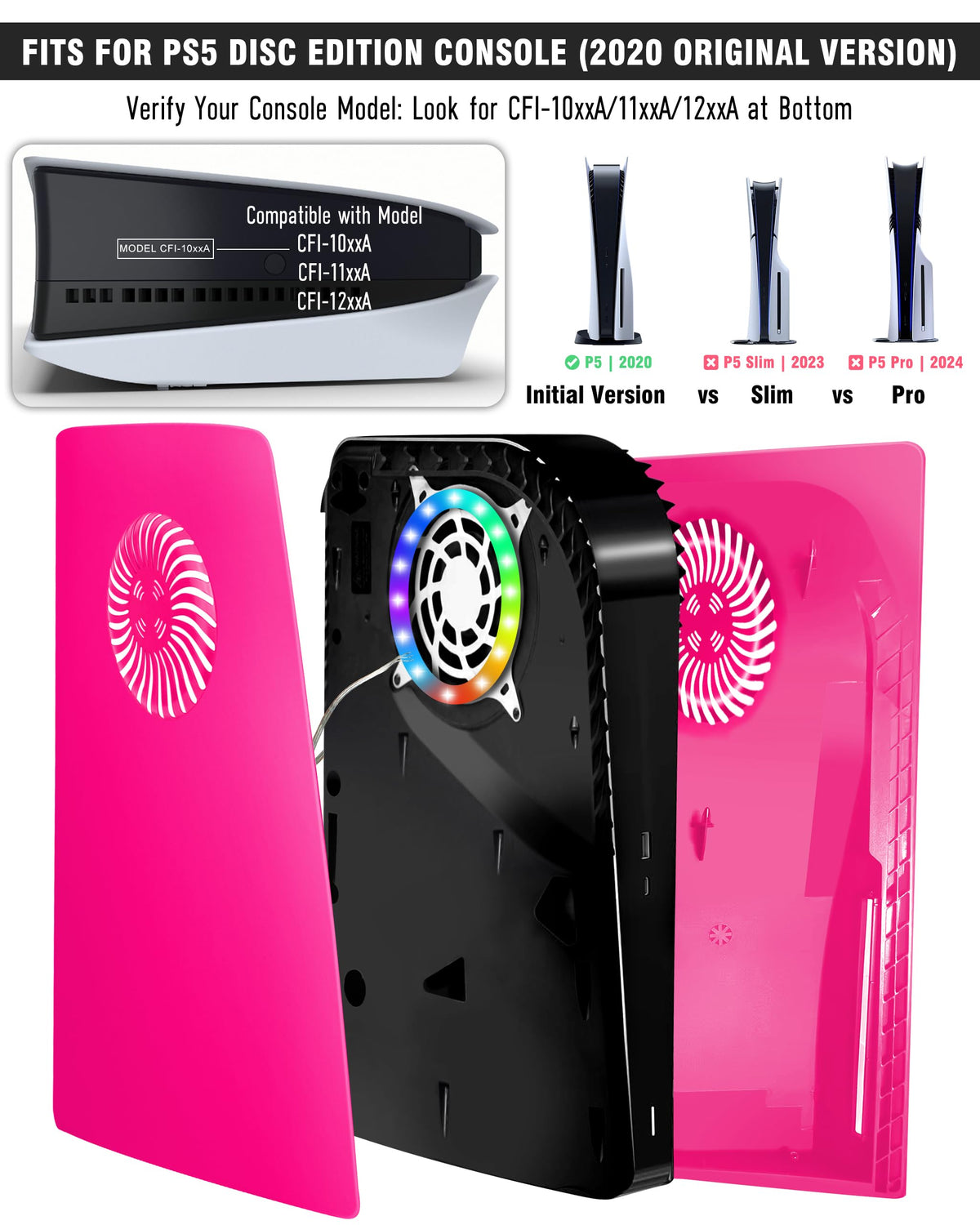 Nova Pink Vented Faceplate for PS5 Disc Edition S3803