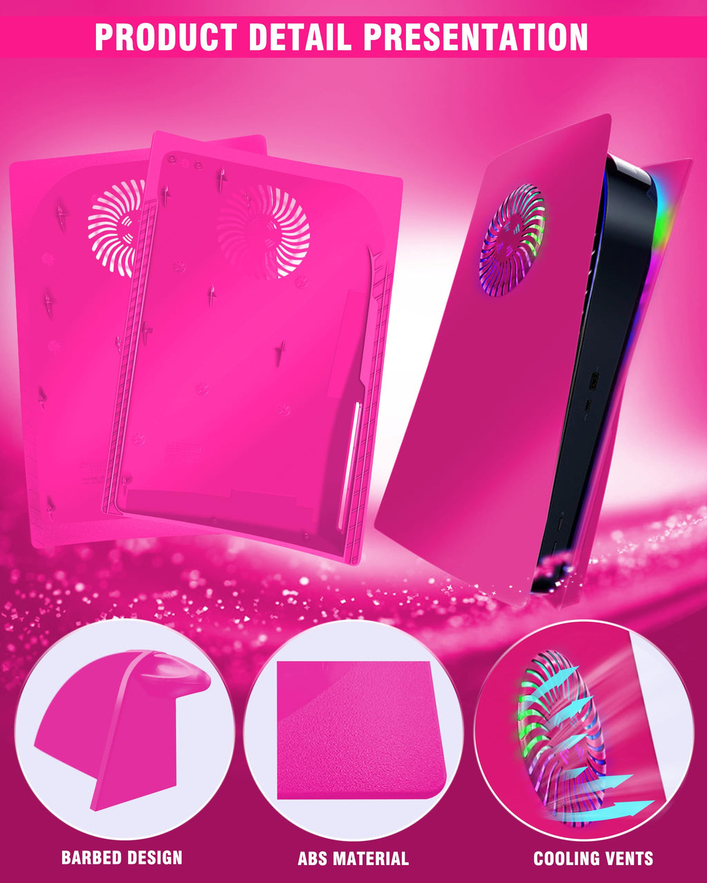Nova Pink Vented Faceplate for PS5 Disc Edition S3803
