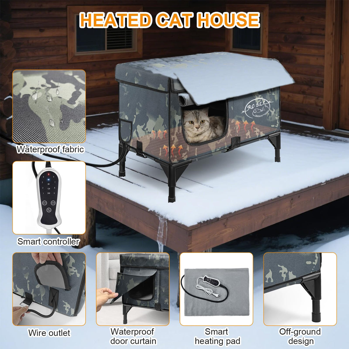 Heated Cat House with Escape Door C12860