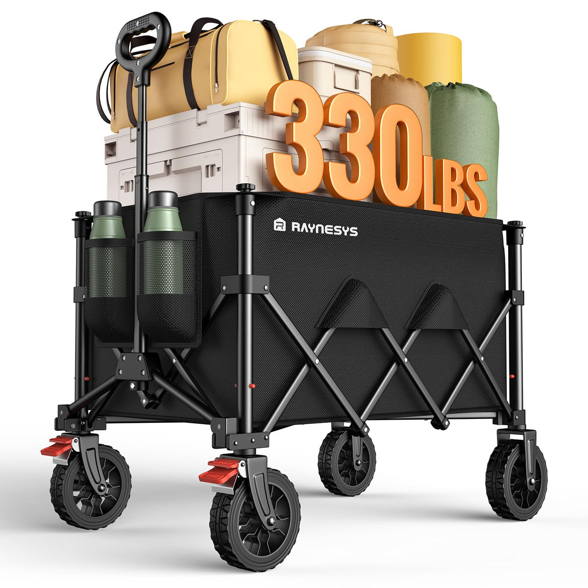 180L Foldable Wagon Cart with Wheels and Brakes F42514
