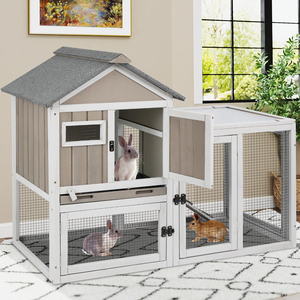 48" L 2-Story Rabbit Hutch with Ramp V1153