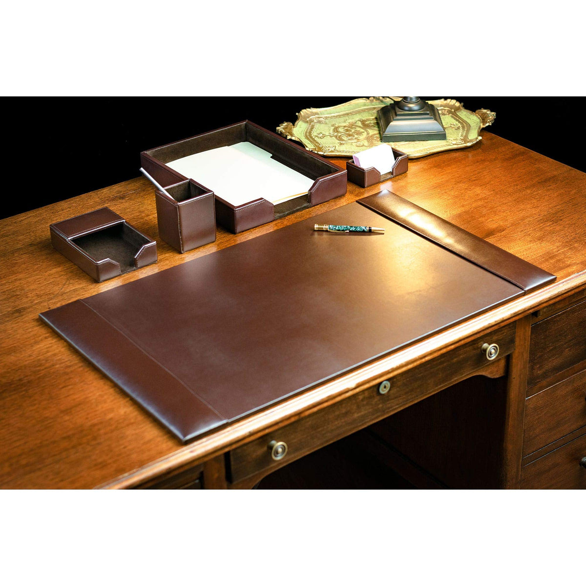 Bonded Leather Desk Set 5 Piece M7153