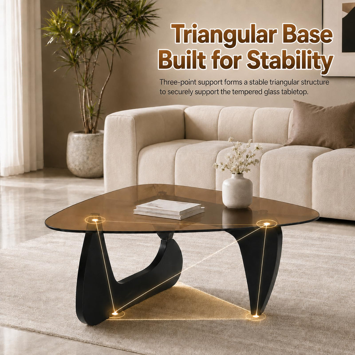 Glass Coffee Table with Black Wood Base K1215