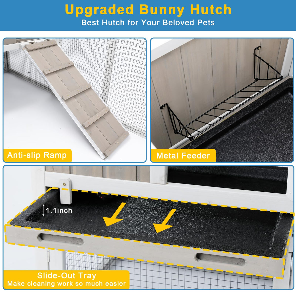 48" L 2-Story Rabbit Hutch with Ramp V1153