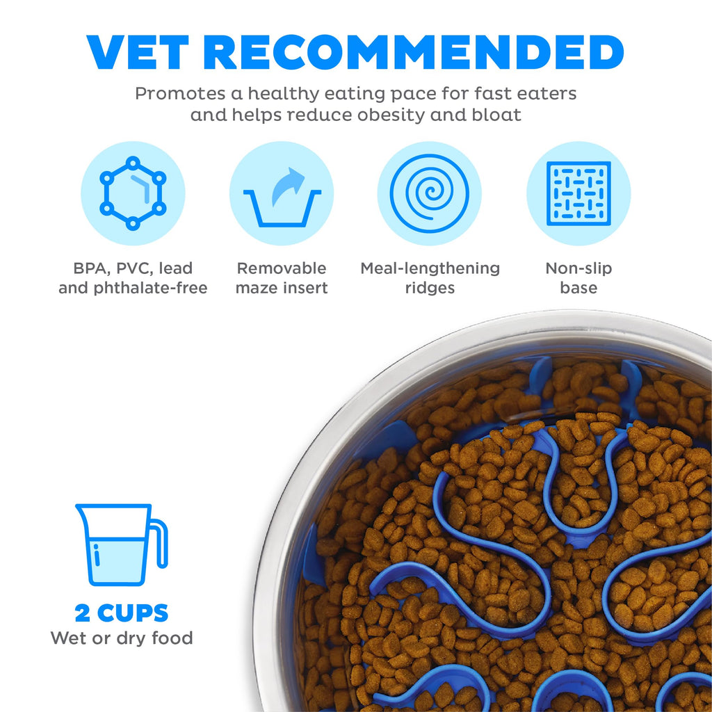 Stainless Steel Slow Feed Dog Bowl R610