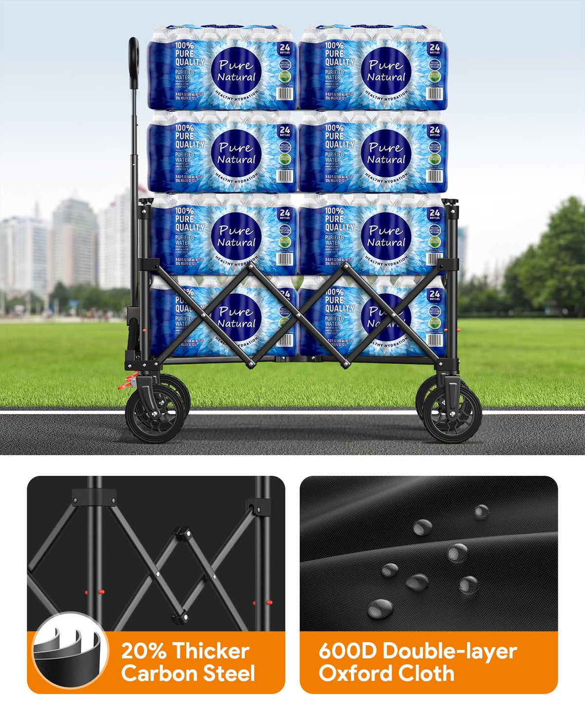 180L Foldable Wagon Cart with Wheels and Brakes F42514