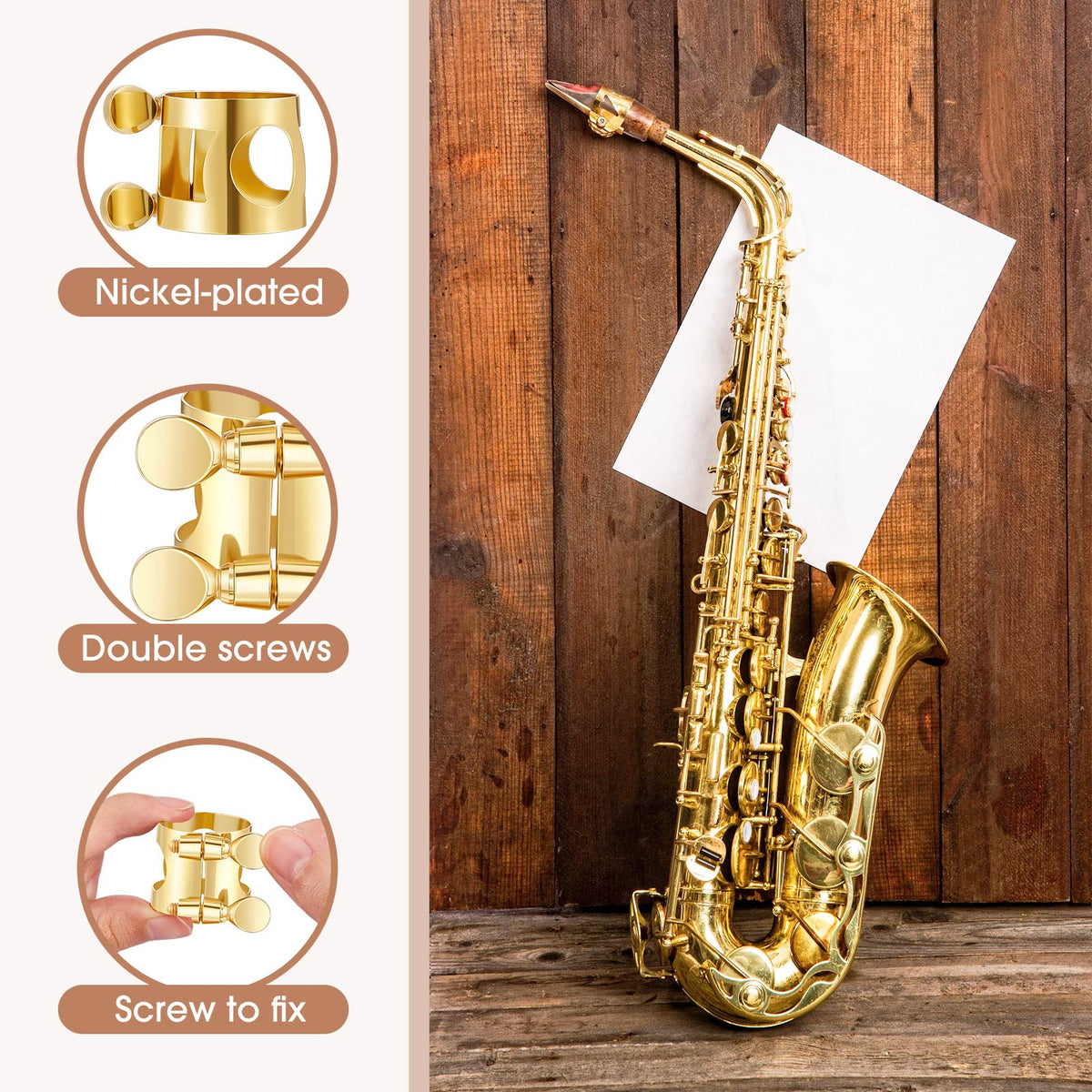 2 Pcs Gold Alto Saxophone Ligature P279873