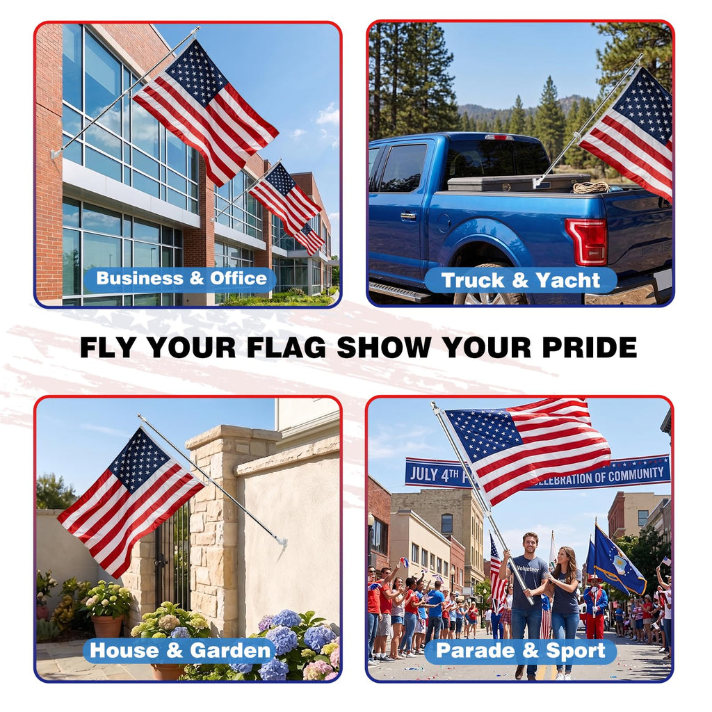 Silver 6 FT Stainless Steel Flag Pole Kit 2 Pack D1046