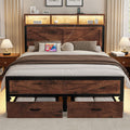 King Size Bed Frame with Storage Drawers and Charging Station X548389