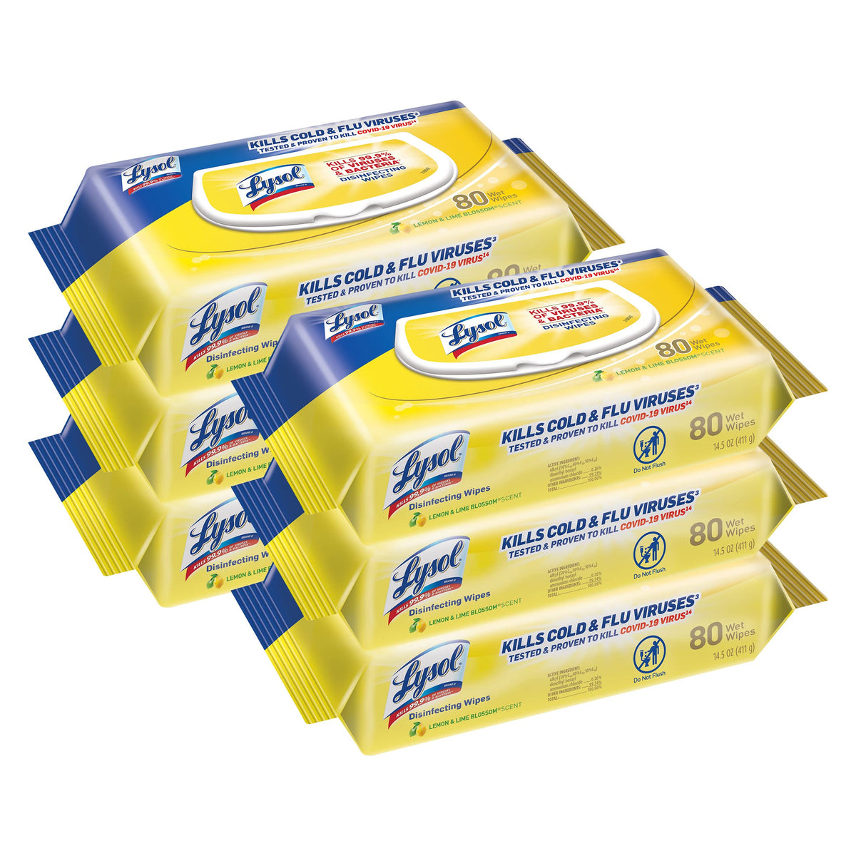 Multi-Surface Antibacterial Cleaning Wipes, Lemon and Lime Blossom, 480 Count E12849