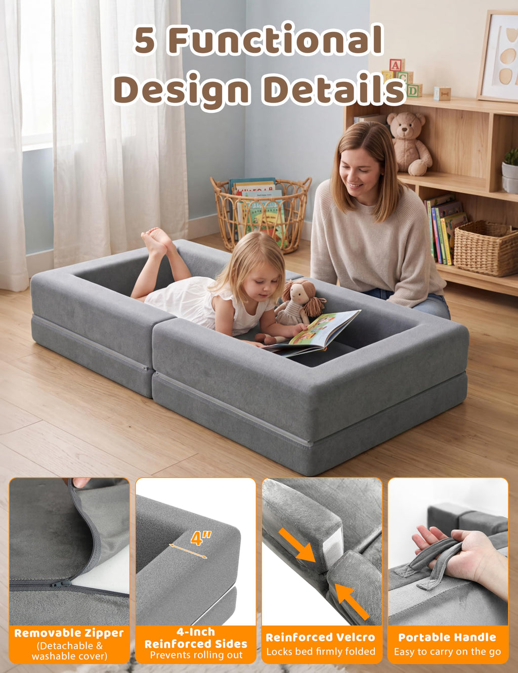 54" Portable Foldable Foam Toddler Bed N2554