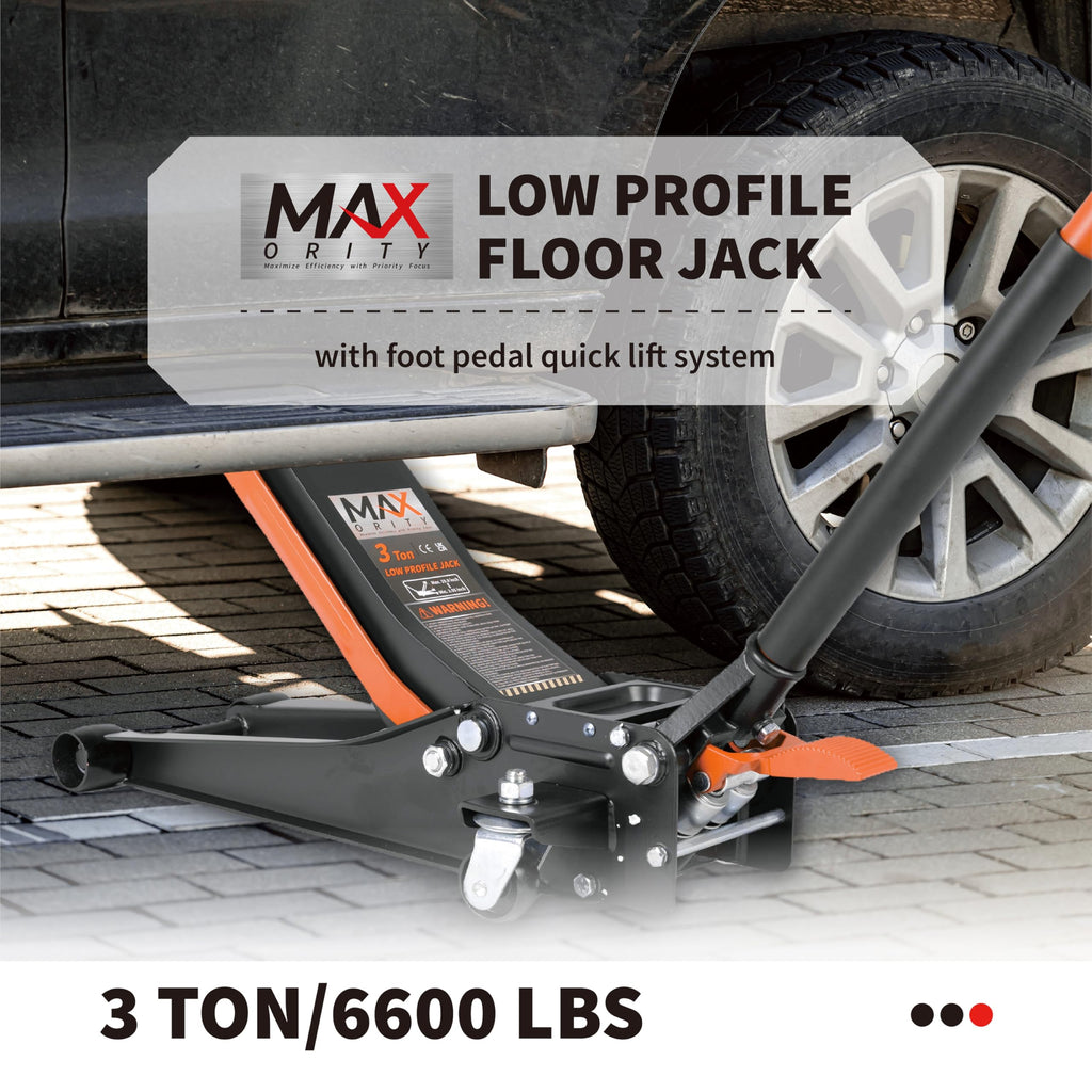 3-Ton Low-Profile Dual Pistons Steel Floor Jack U559689