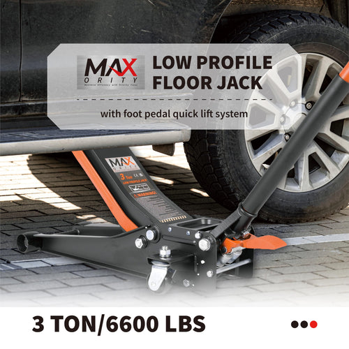 3-Ton Low-Profile Dual Pistons Steel Floor Jack U559689