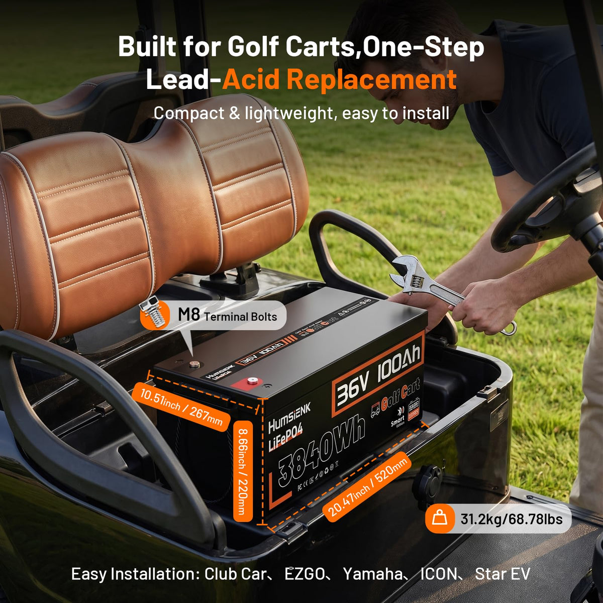 36V 100Ah LiFePO4 Golf Cart Battery with 200A BMS G252948