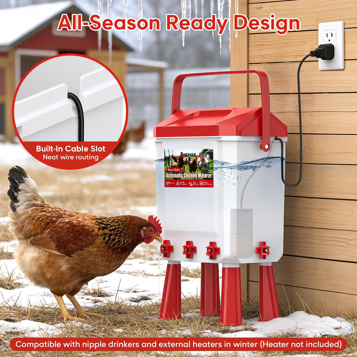 Automatic Chicken Waterer with Float Valve, 3 Gallons K977729