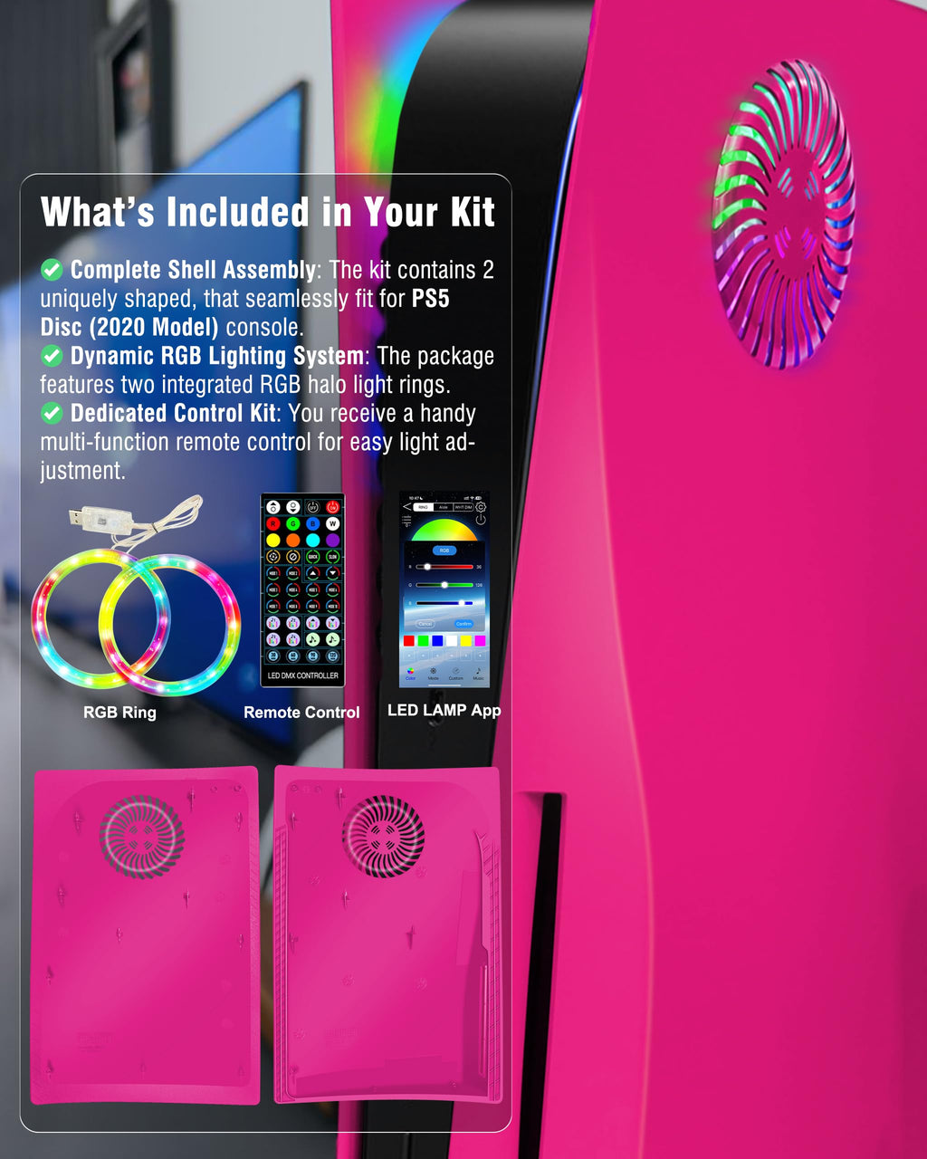 Nova Pink Vented Faceplate for PS5 Disc Edition S3803
