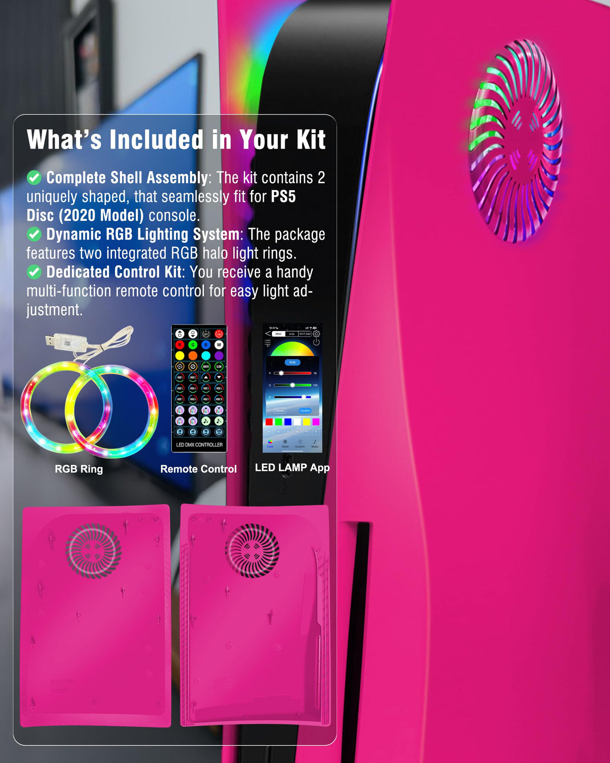Nova Pink Vented Faceplate for PS5 Disc Edition S3803
