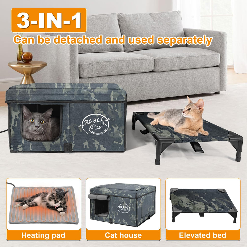 Heated Cat House with Escape Door C12860